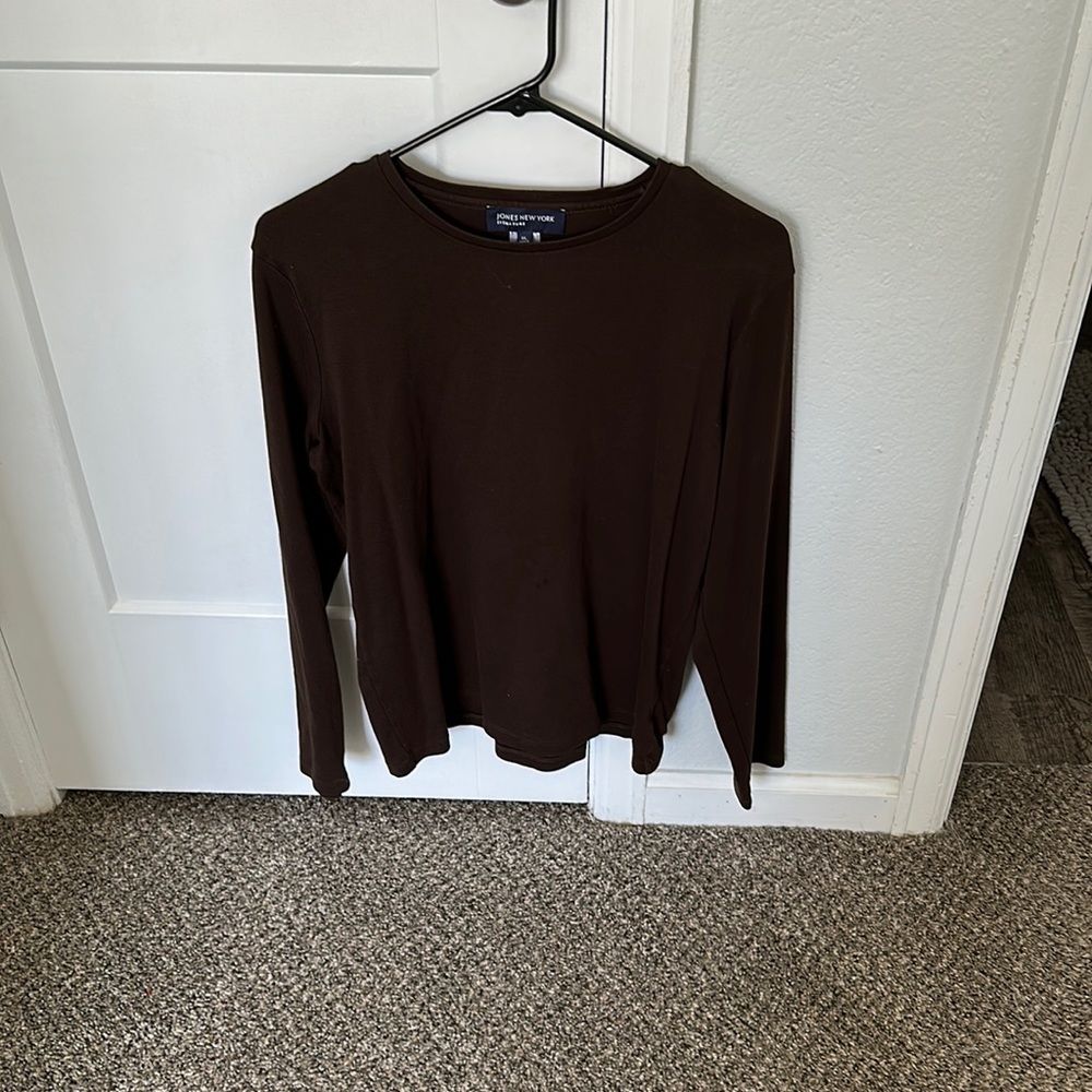 Jones, New York, brown long sleeve shirt